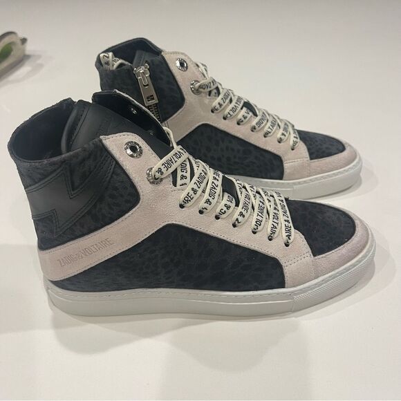 Zadig & Voltaire High Flash Leo Suede shoes sneakers Nib size 38 - Picture 1 of 11